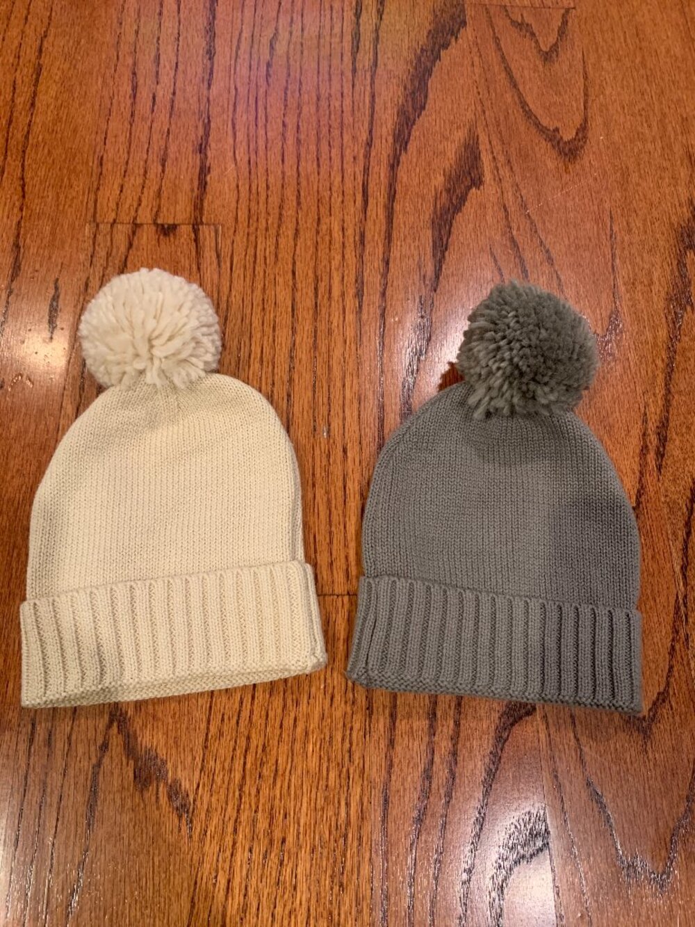 Caden Lane Baby Knit Pom Pom Beanie Lot (2) | Sand & Smoke | 0-6 months